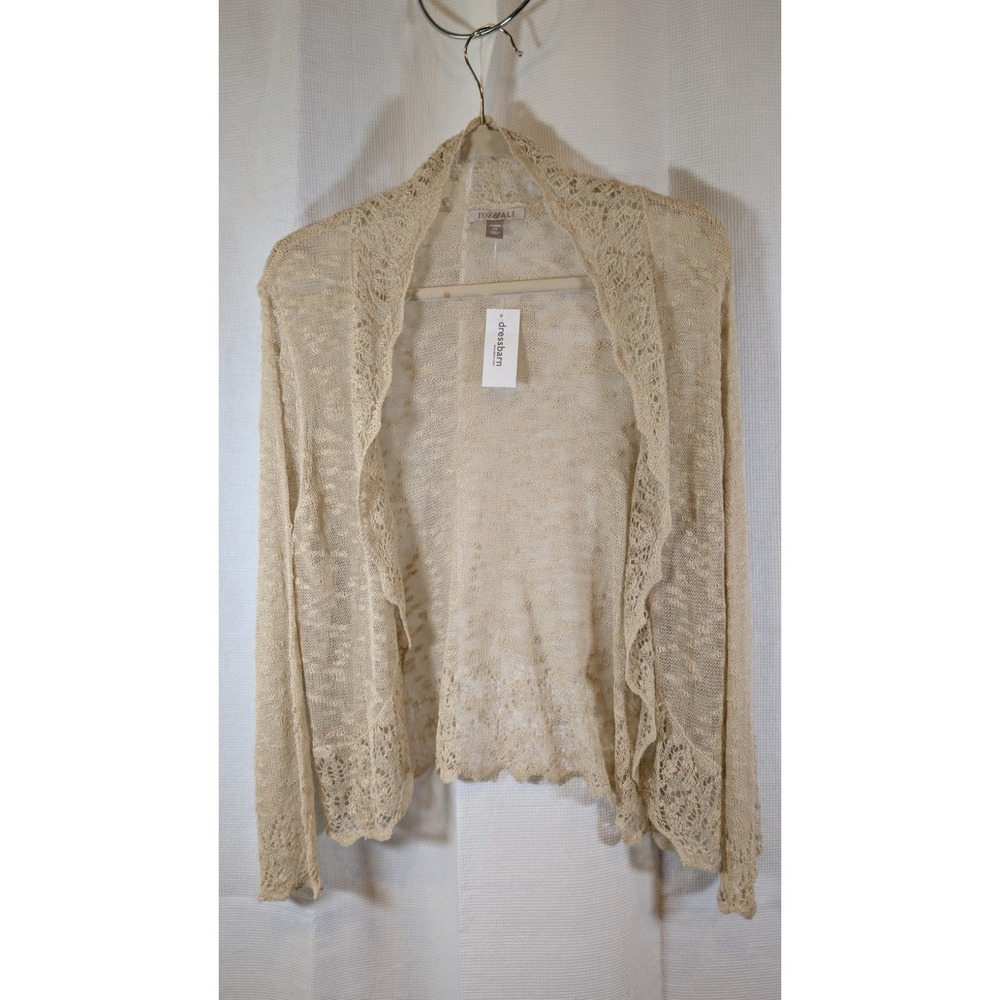 Roz & Ali Dressbarn Women's Lace Knit Open Front Cardigan Cream Ivory NWT 2x